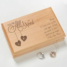 Engrave Wooden Box - Necklace Jewelry Box with Velvet Lining