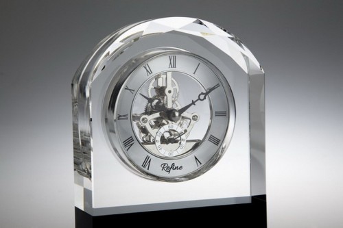 Crystal Desk Clock with visible gears