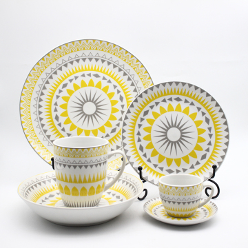 Decal printing 18pcs ceramic dinner set porcelain tableware