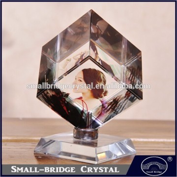 2015 new Rotated GLASS crystal cube picture frames for wholesale