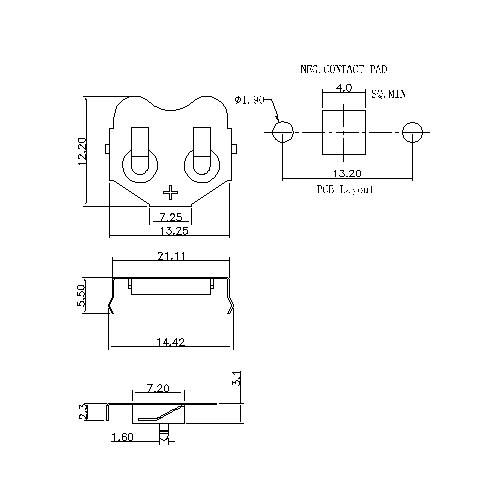 Battery Contacts FOR CR1225C BS-S-SI-R-CR1225C