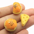 Mixed Simulation 3D Crispy Cheese Resin Handmade Craft Round Bread Food Bead Cabochon Children Kitchen Play Toy Jewelry Diy Deco