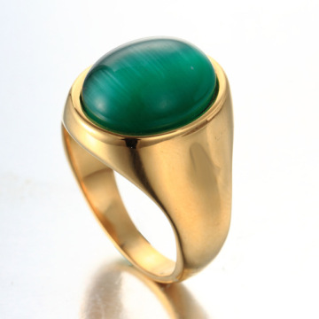 New product Fashion green gem gold ring