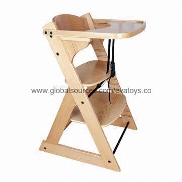 W08F010 Wooden Baby High Chair, Birch, Measures 81 x 48 x 55cm