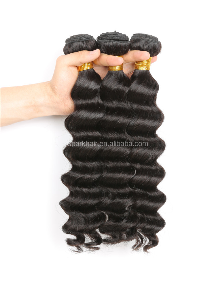 100% Unprocessed Virgin Cuticle Aligned Deep Wave Non-Remy Human Weft Natural Black Human Hair Extension 100g/Bundle