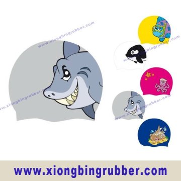 Non-wrinkle silicone funny swim cap for junior