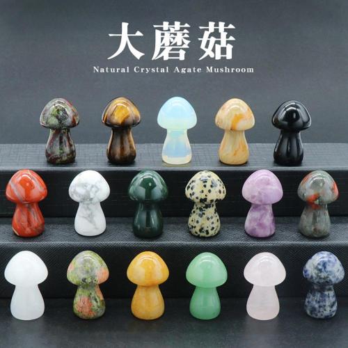 Crystal Mushroom Gemstone Sculpture Carving Polished Stones for Home Garden Lawn Yard Decoration Meditation Flower Pot Decor