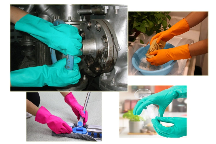 Chemical Proof Green Nitrile Work Protective Gloves