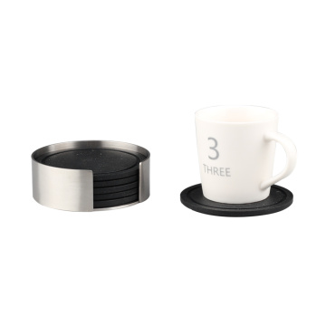 Suporte de aço inoxidável com preto DrinkSilicone Coaster Set