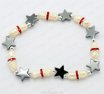 pearl hematite roud beads bracelet