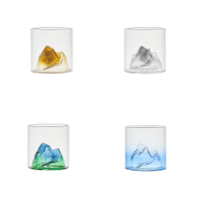 Hot Sale Old Fashioned Glass: Colorful Snowy Mountain Wine & Whiskey Glass for Bourbon