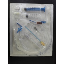 Disposable double lumen central venous catheter kit