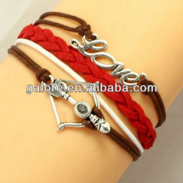 logo custom cord friendship handmade red colors leather bracelet