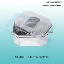 octagon tin box, tin box with clear window, gift box