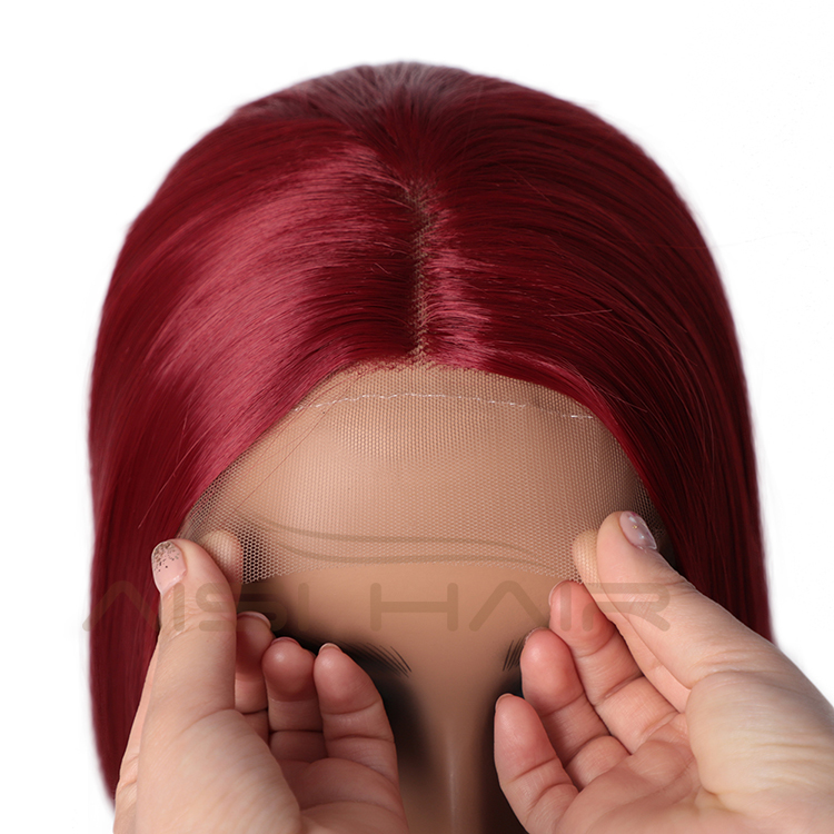 Aisi Hair New Design 26 Inch Long Ombre Red Dark Root Wig Silky Straight Swiss Lace Wigs Synthetic Hair Wigs For Black Women