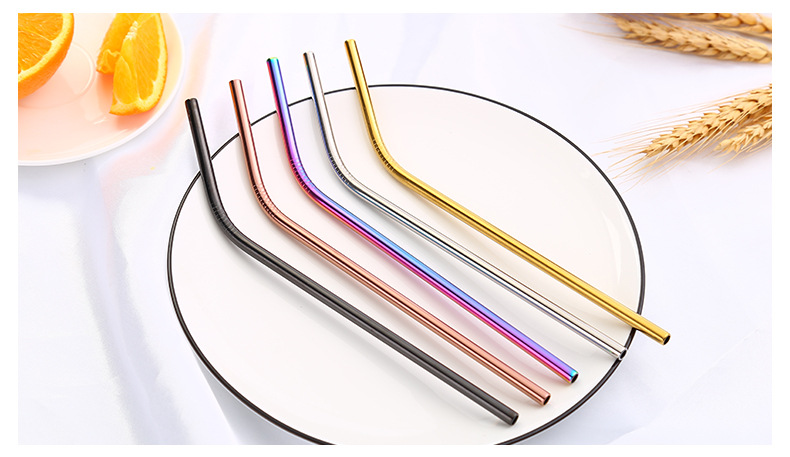 Reusable Metal Drinking Straws 304 Stainless Steel Sturdy Bent Straight Drinks Straw Kawaii Colourful Environmental Protection