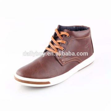 Good quality high cut flat men leather shoes with laces