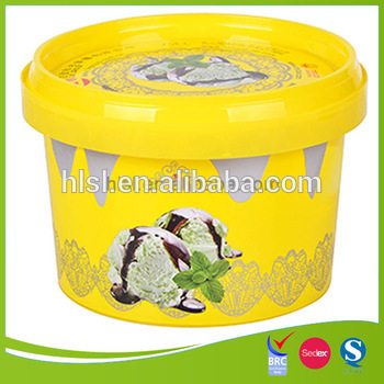 Yellow IML plastic ice cream box