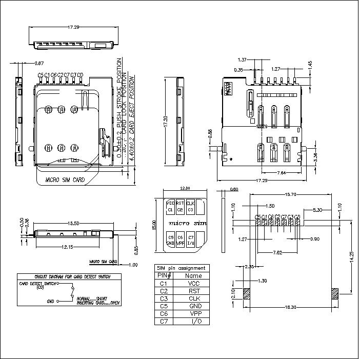 MICRO SD CARD series 1.35mm height connector ATK-MSIM135A007