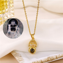 Amazon Copper 18K Gold Plated Cute Buddha Projection Necklace for Women