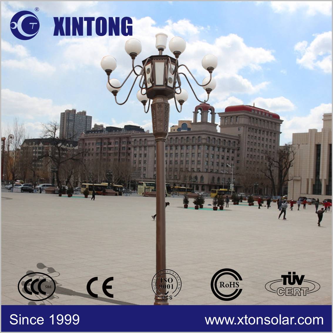 Led solar powered PC lampshade outdoor christmas lights garden lighting pole posts pillar lawn light