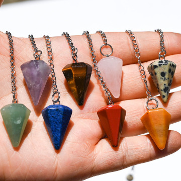 Natural Crystal Faceted Gemstone Pendulums with Silver Chain: A Tool for Healing, Dowsing, and Energy Balancing