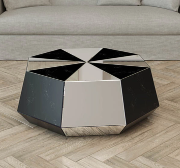 Glass mirror coffee table in modern design