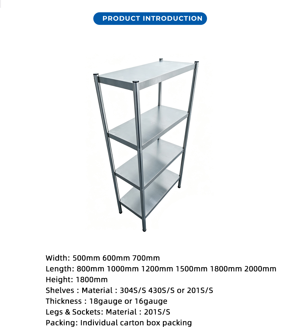 وحدة رفوف تخزين من الفولاذ المقاوم للصدأ ذات 4 طبقات X 4-Tier Stainless Steel Storage Shelving Unit X