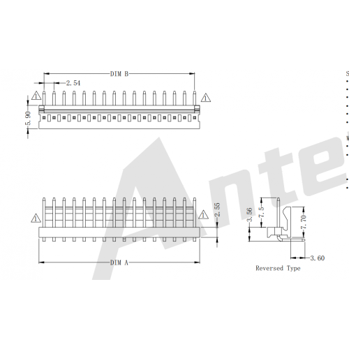 2.54mm zift 90 ° tek sıra gofret konektörü serisi