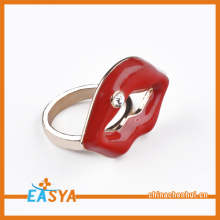 Fashion Sex Women Crystal Enamel Red Lip Ring