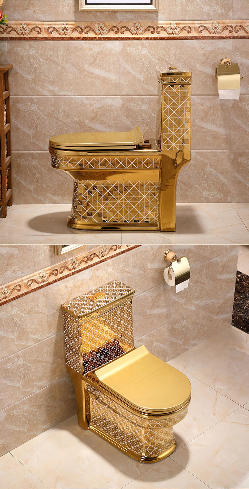 European Tyle Luxury Golden Flush Toilet Toilet Home Creative Personality Color Toilet