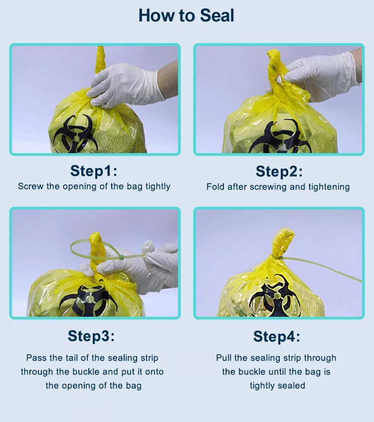 Medical Plastic Yellow Red Black Biohazard Bag Garbage Autoclavable Waste Bag