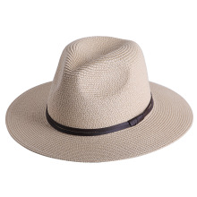 Flattop Sunblock hat Straw hat black leather belt