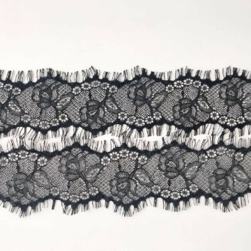 Bordure en dentelle de cils en nylon noir