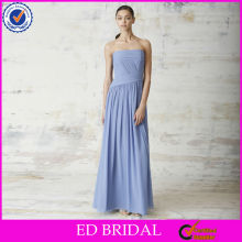 NC202 Pleated Bodice Strapless Long Style Chiffon Lavender Bridesmaid Dresses