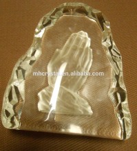 Praying Hands Etched Glass Iceberg Sculpture Statue MH-10096