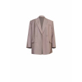 Feather-trimmed Double-breasted Turndown Collar Blazer