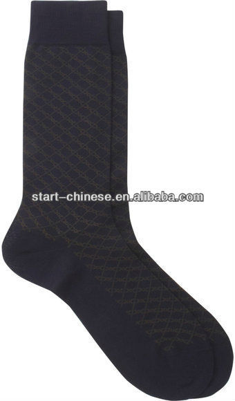 2015 New Design High Quality Black Link Pattern Midcalf Socks/Work Socks for men
