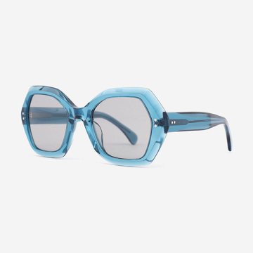 Hexagon-framed Acetate Female Sunglasses