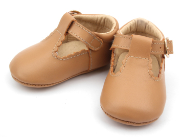 Wholesale T-bar Girls Style Leather Baby Walking Shoes