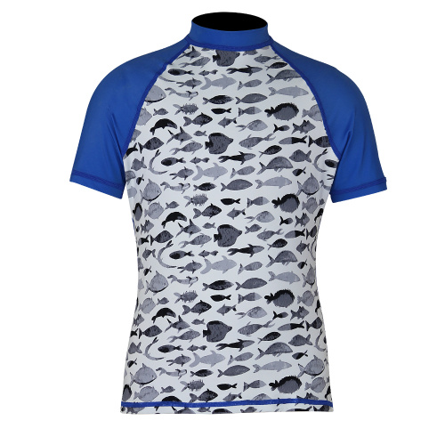 Seaskin Boys Short Sleeves Fish Pattern Rash Guards
