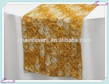 YHR#16 small rosette satin banquet wedding wholesale table runner cloth overlay linens