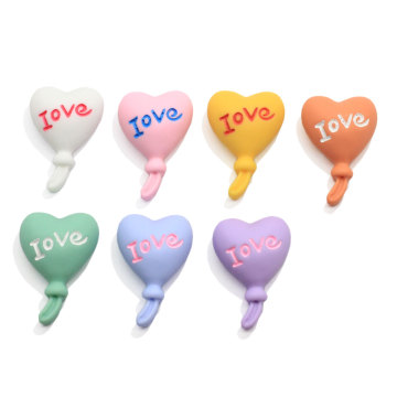 Colorido Flatback Resina Encantos de corazón Forma de globo Cuentas de joyería Se ajustan a las pinzas para el cabello Adornos Decoraciones para el teléfono