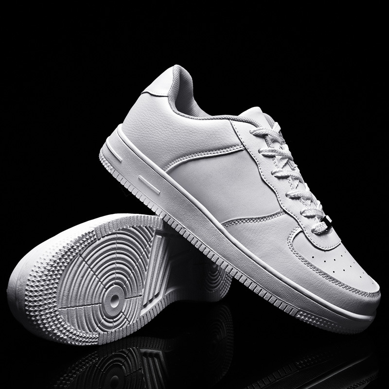 Sneaker Manufacturer Latest Sport Breathable Leather Made White Flat Sneakers Black Casual Shoes Men and Women