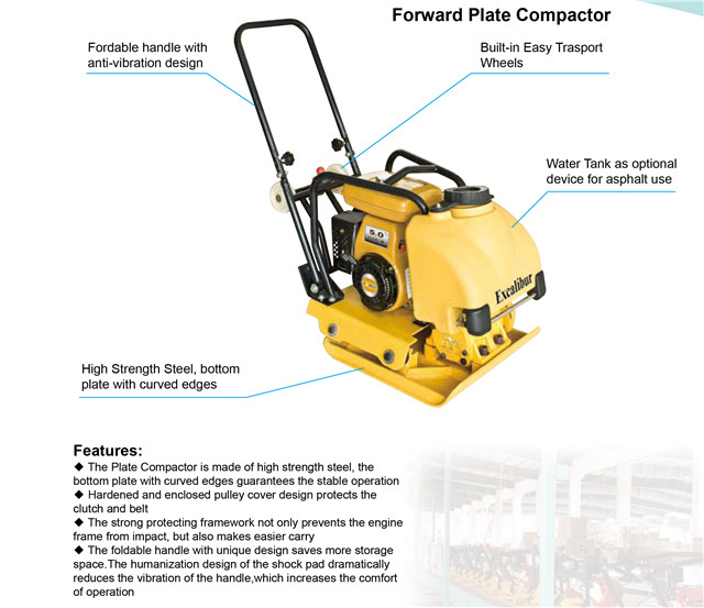 Compactor Machine Plate Vibratory 90KG Gasoline China Compaction 890*430*660 EXCALIBUR 1 YEAR 5HP CE