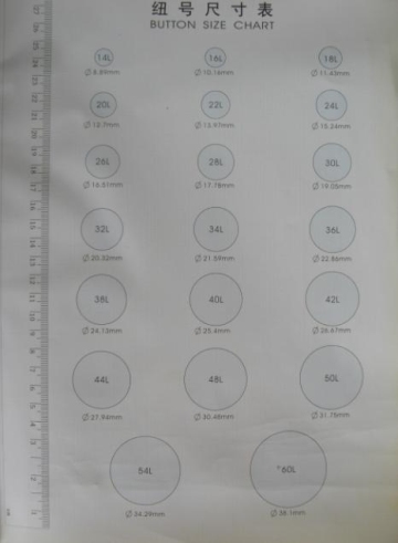 button size chart