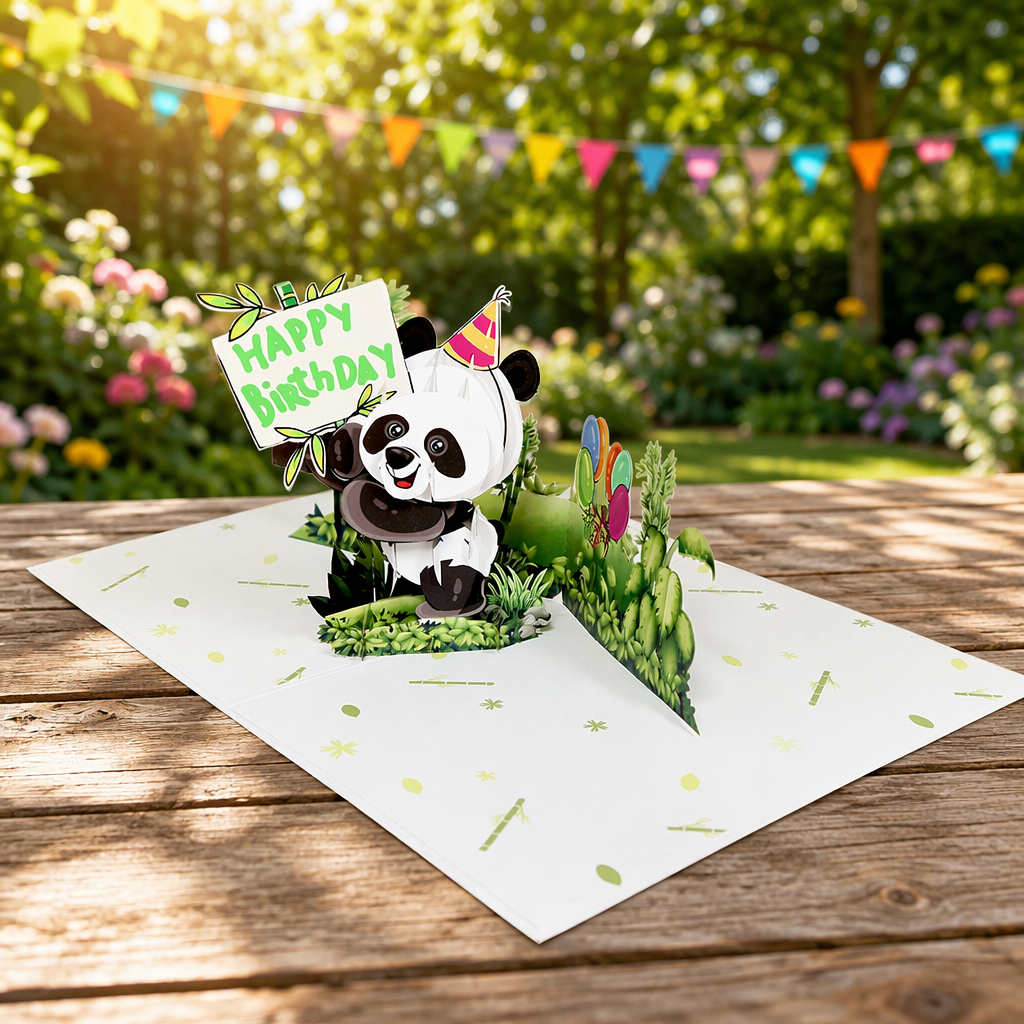 panda-urodziny-przyjęcie w ogrodzie panda-birthday-garden-party-scene