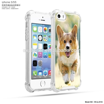 Shock-absorbing air sac epoxy cellphone case for iphone 5s case crystal clear