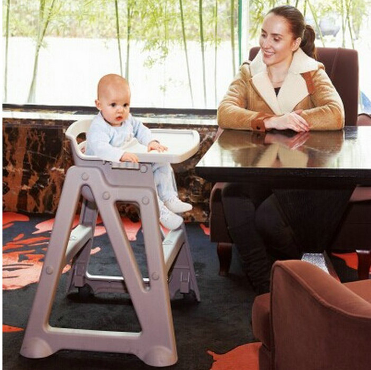 Fordable European standard baby connection high chair baby chair for restaurant 360 degree movable baby feeding chair Dinner H