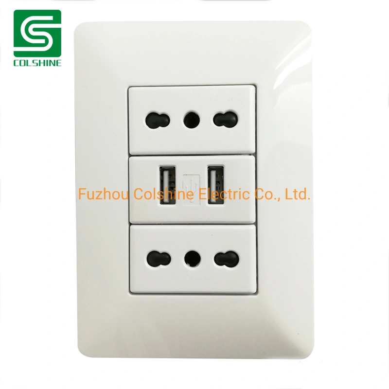 Italian Type Socket Wall Outlet with Dual USB Ports
